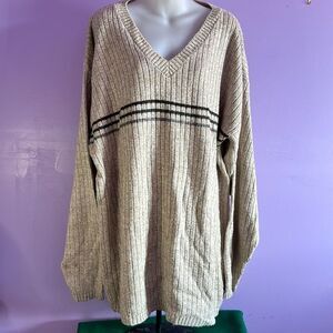 HB Sport Harbor Bay Men's V-Neck Pullover Sweater Brown Mix 2XLT Big & Tall Knit